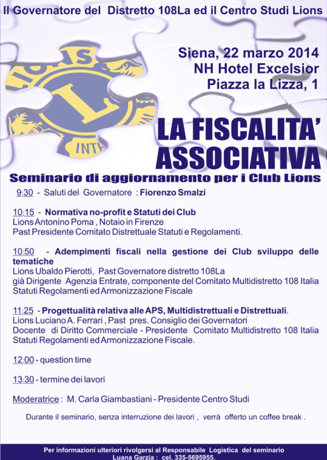 Lions Toscana, seminario sulla fiscalità associativa